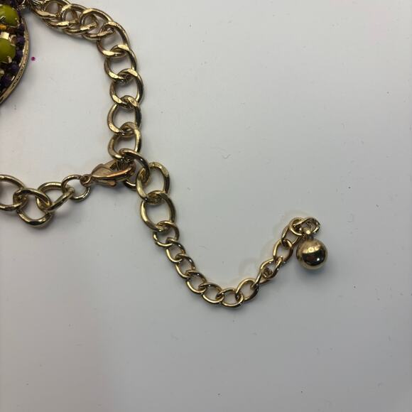 Multicolor Floral Statement Necklace Adjustable Gold Tone Lobster Claw Clasp - Picture 3 of 4